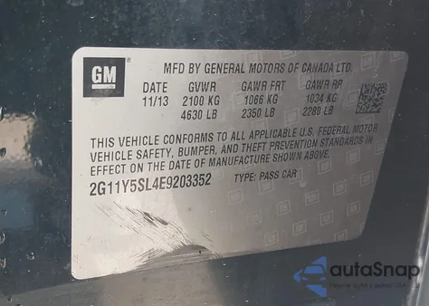 2014 Chevrolet Impala 1Ls from USA, damaged, VIN 2G11Y5SL4E9203352